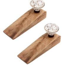 2 Pieces Grey and White Golden Checkerboard Ceramic Door Stopper
